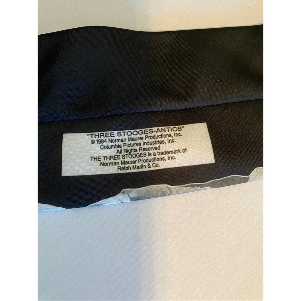 Vintage 1994 Ralph Marlin Three Stooges Antics Black White Novelty Tie Mens USA